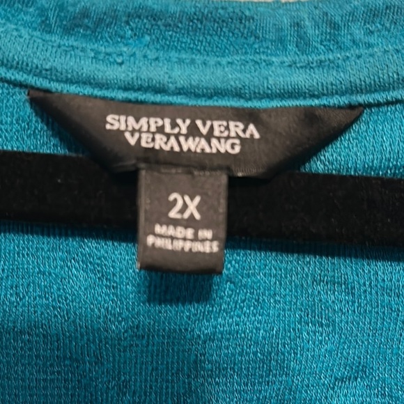 Simply Vera Vera Wang Relaxed Green and Blue Blouse - Picture 2 of 11